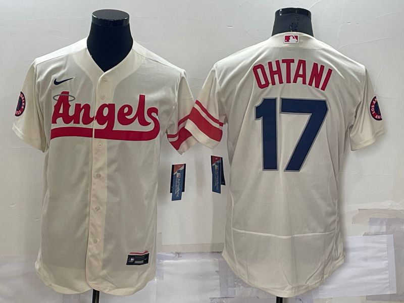Cheap Men Los Angeles Angels 17 Ohtani Cream City Edition Elite Nike 2022 MLB Jersey